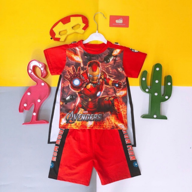 BỘ QUẦN ÁO IRONMAN SIÊU NHÂN 3D CHO BÉ TẶNG KÈM MẶT NẠ VÀ ÁO CHOÀNG