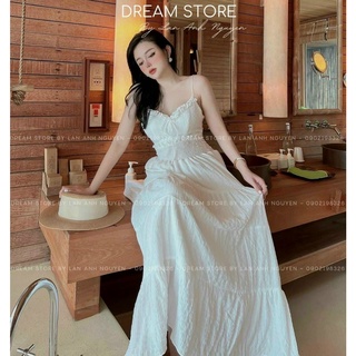 Đầm maxi 2 dây mocking đi biển hoặc đi tiệc chất liệu xốp chỉ dày dặn