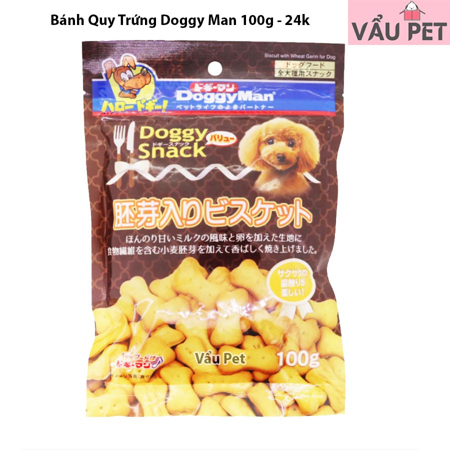 Bánh quy trứng cho chó Doggy man Snack 100g - Đồ ăn vặt, bánh thưởng cho chó mèo thú cưng