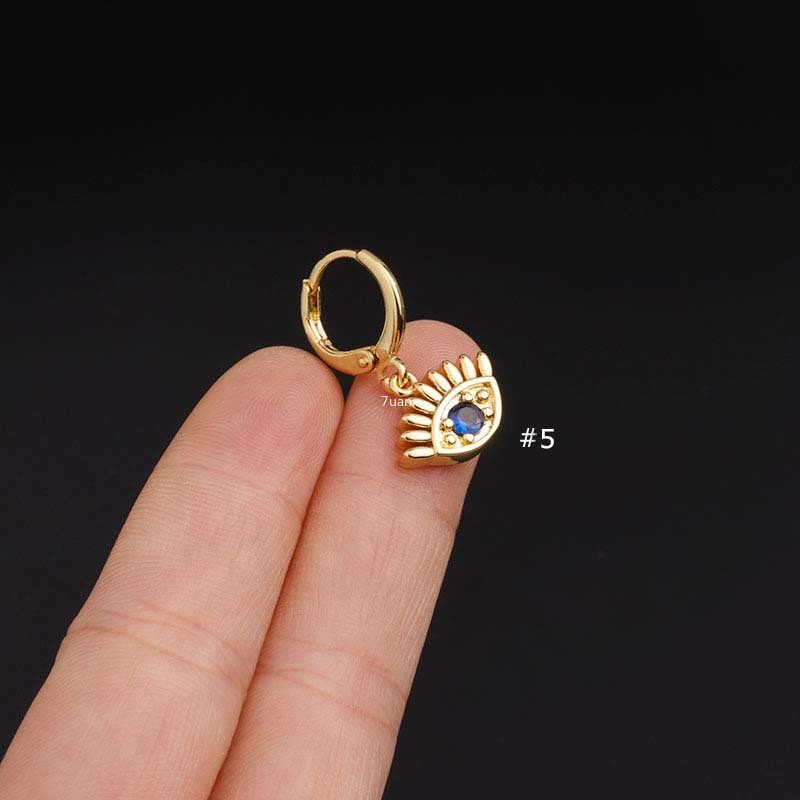 Khuyên Xỏ Vành Tai Dáng Dài Bằng Đồng Đính Đá Zircon 8mm