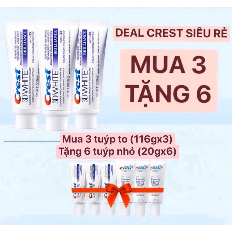 Set kem đánh răng crest 3d white brilliance đủ bill mua tmall - ảnh sản phẩm 1