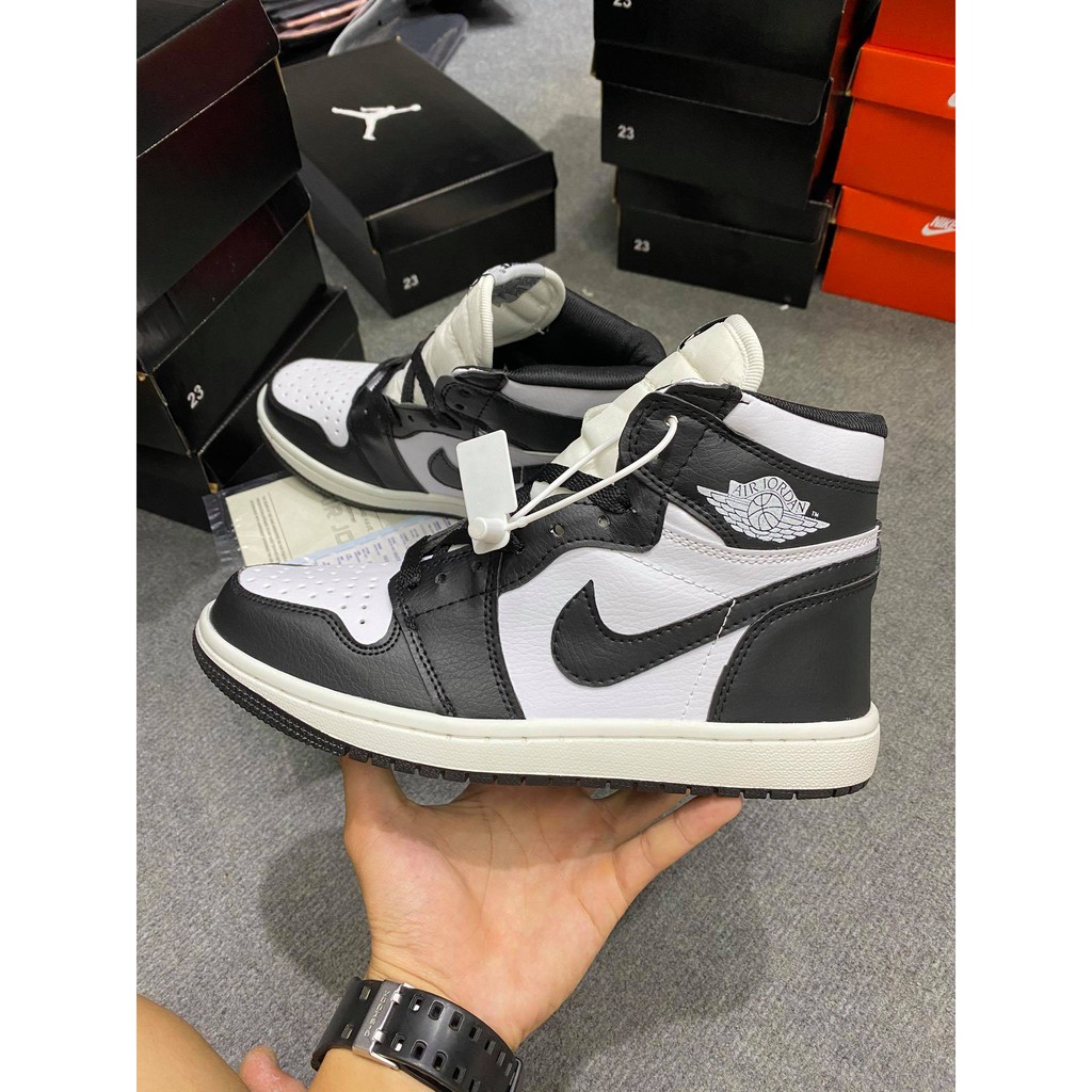 [ FREE SHIP ] Giày Jordan Panda Cao, Giày Sneaker Thể Thao JDA Cao Cổ Màu Đen, Đế Khâu Da Bò Cao Cấp Full Size Nam Nữ 36