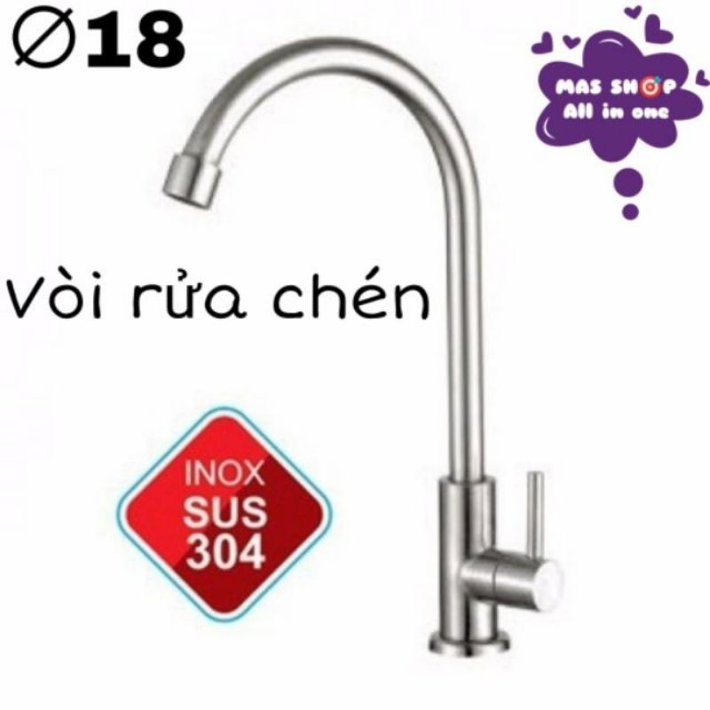 Vòi nước rửa chén bát, dòng nước lạnh INOX SUS 304 cao cấp