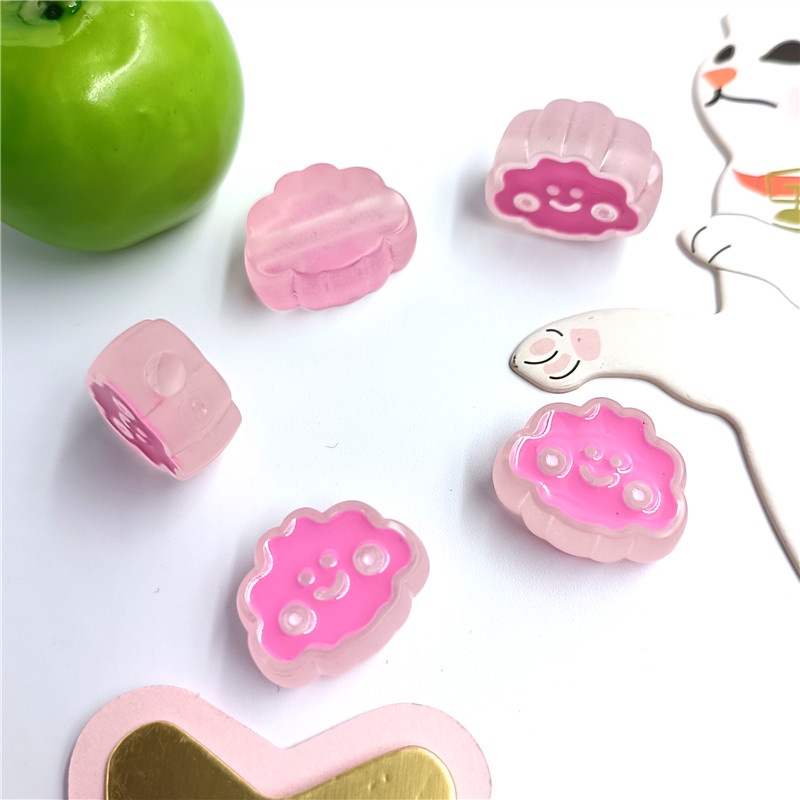 Set 5 Hạt Nhựa Trong Suốt Hình Đám Mây Cười Dùng Làm Vòng Tay/Vòng cổ Cho Bé Gái