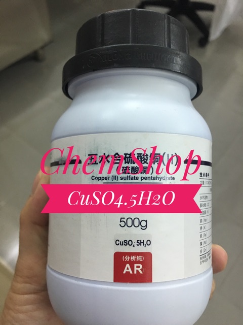50g hợp chất Đồng (II) sulfat (CuSO4.5H2O), hàng tinh khiết phân tích (nhãn phụ)
