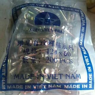 1 bịch 200 con vít bắn tôn/gỗ 12 x 60 ron trắng