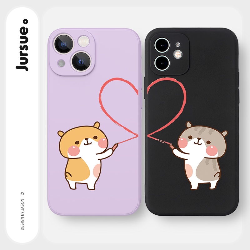 Ốp lưng JURSUE mềm hoạt hình cặp đôi dễ thương đẹp cho iPhone 13 12 11 Pro Max SE 2020 X XR XS ip 8 7 6 6S Plus kute Y15