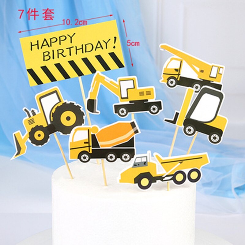 Đồ Trang Trí Bánh Kem Hình Xe Xúc Đào Đất Dành Cho Bé Trai