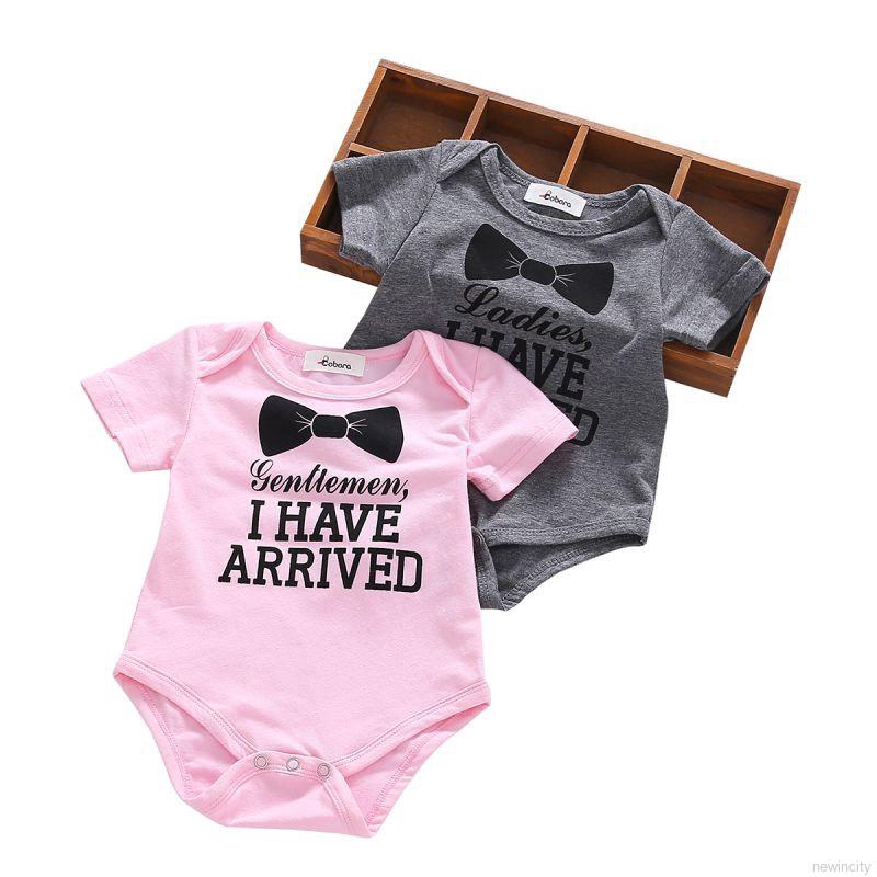 Jumpsuit bodysuit romper liền mảnh có in chữ cho các bé nhỏ sơ sinh từ 0-12 tháng tuổi