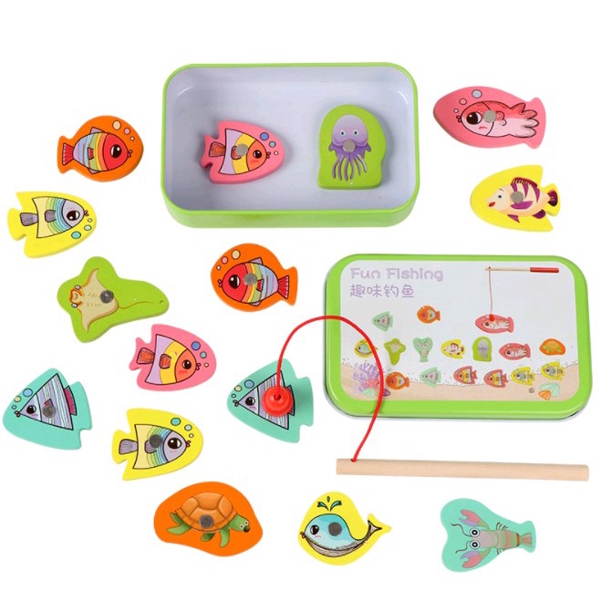 Đồ chơi câu cá bằng gỗ phát triển trí tuệ cho bé từ 3 tuổi