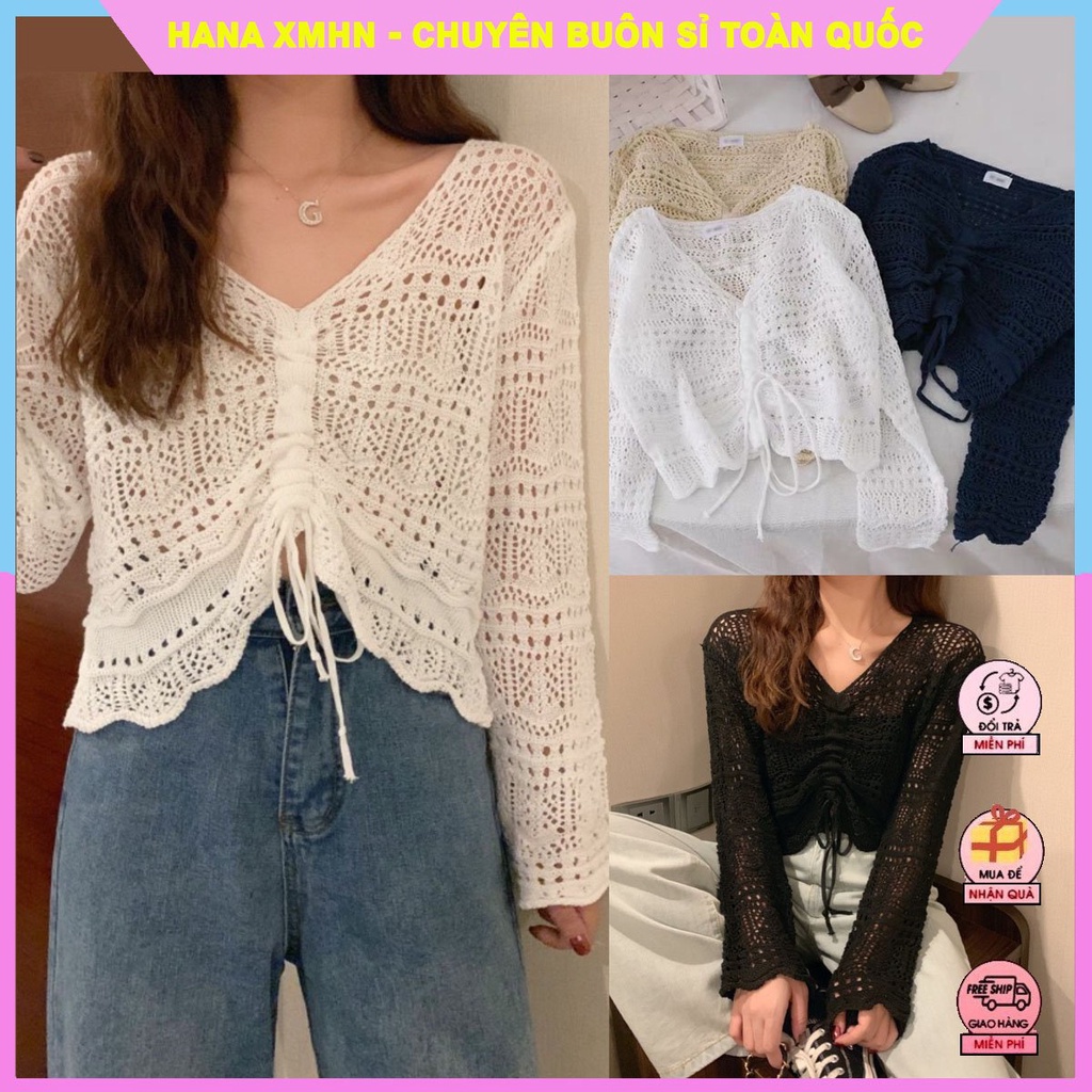 [ÁO KIỂU NỮ] Áo Len Nữ Rút Ngực, Croptop Nữ Chất Len Lưới Mix Áo Dây, Quần Siêu Xinh | BigBuy360 - bigbuy360.vn