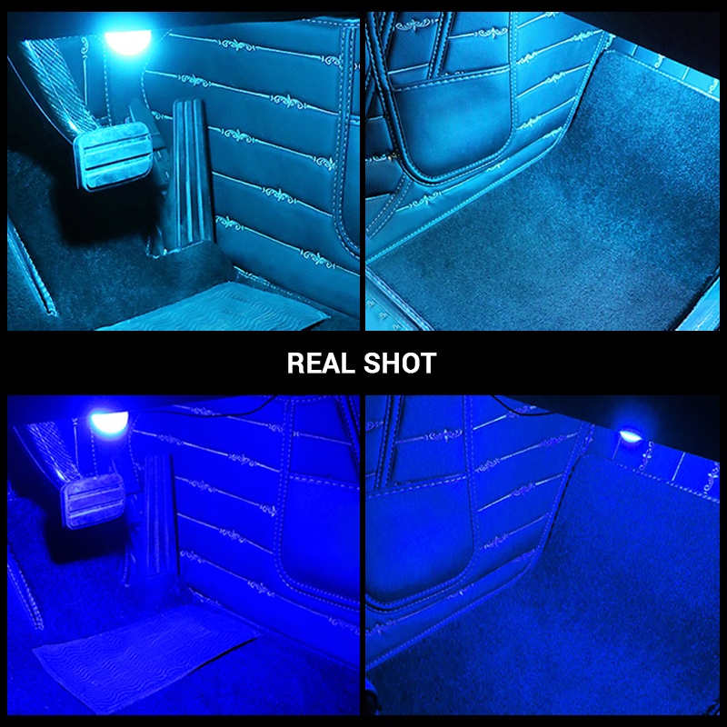Đèn LED SEAMETAL chiếu sáng xung quanh sàn xe hơi 4 trong 1 nguồn điện USB 12V màu xanh dương/ xanh dương lạnh/ hồng