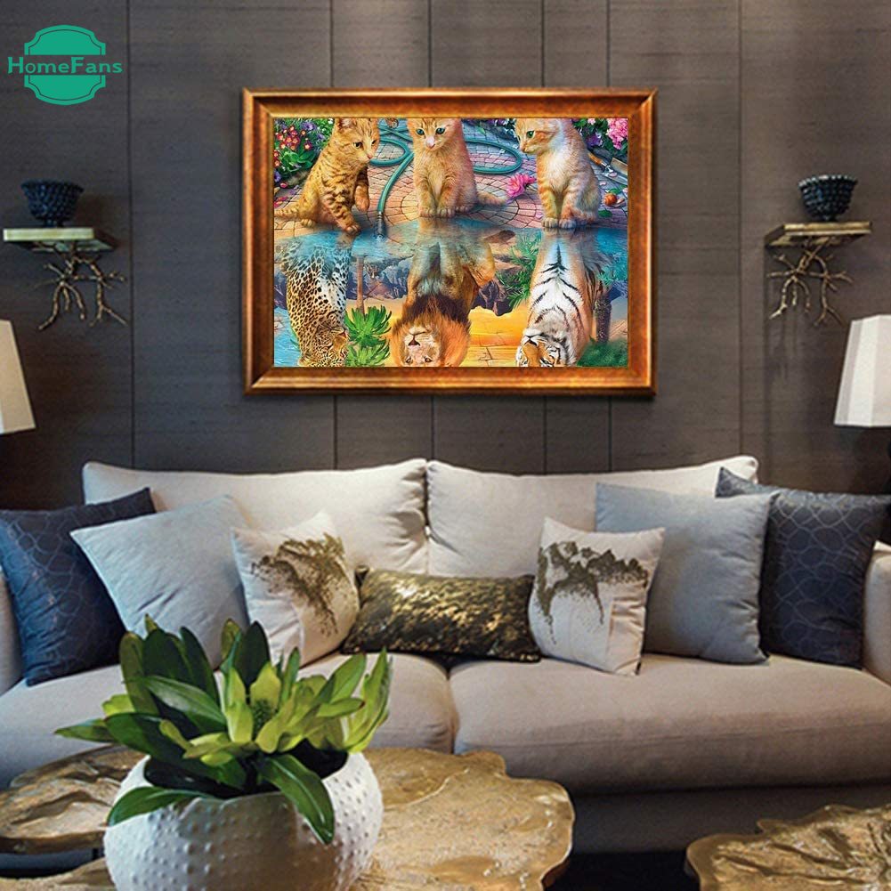 Bộ Tranh Đính Đá 5D Tự Làm Hình Mèo/Hổ 40x30cm Cho Người Lớn