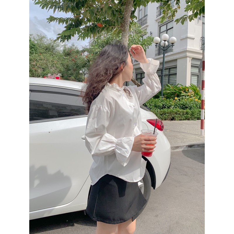 Áo sơ mi thô cổ bèo
