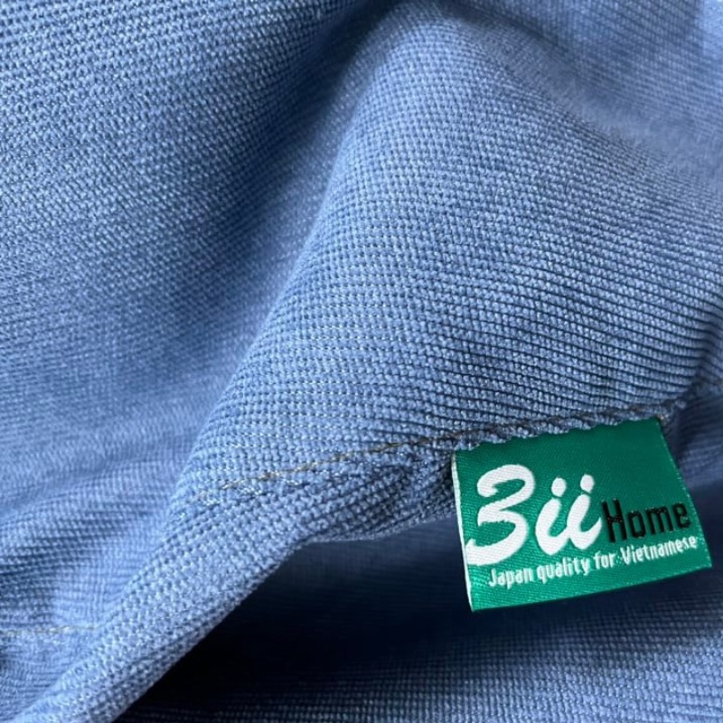 Vỏ Ghế Lười Hạt Xốp 3ii Home Hình Trái Lê Size L 100x120cm Màu Xanh Dương Vải Nhung Gân Cao Cấp