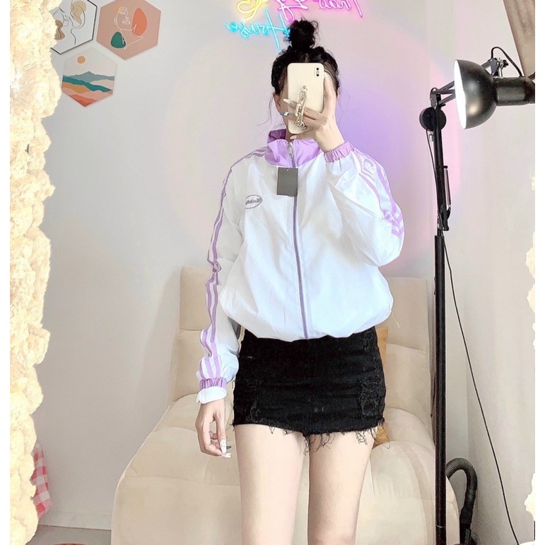 Áo khoác dù 2 lớp nữ in chữ