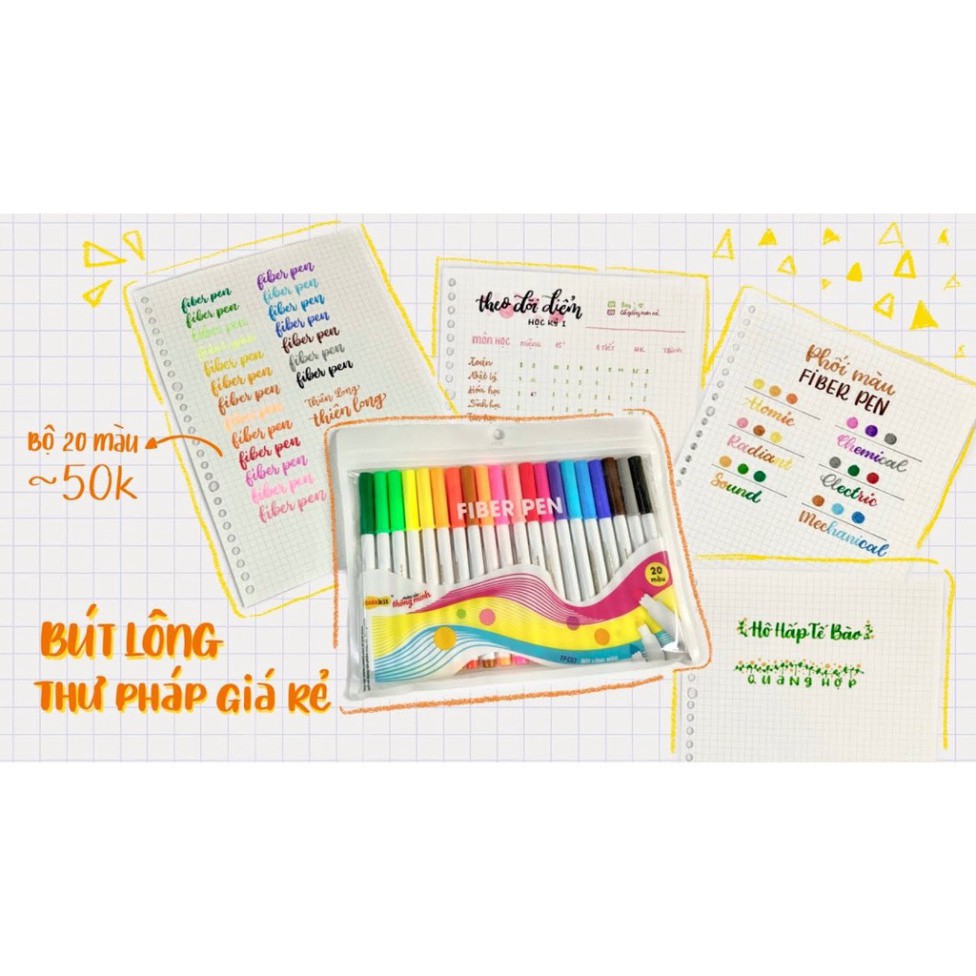 Bút lông màu thư pháp 20 màu COLOKIT FIBER PEN FP-C03  - Phù hợp luyện Calligraphy