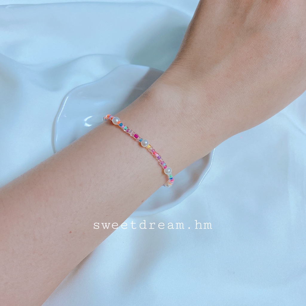 Vòng Tay Hạt Cườm 2mm Nhiều Màu Sắc, Vòng Tay Handmade Xinh Xắn