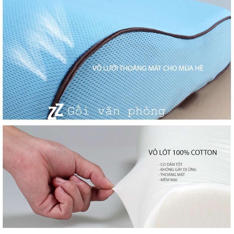 Gối Ngủ Cao Su Non Chống Đau Vai Gáy Cấu trúc Lượn Sóng ZURI PILLOW GDH-01