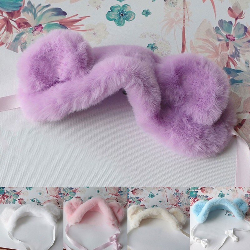 Băng Đô Tai Thú Bông Mềm Mại Hóa Trang Halloween Cho Nữ