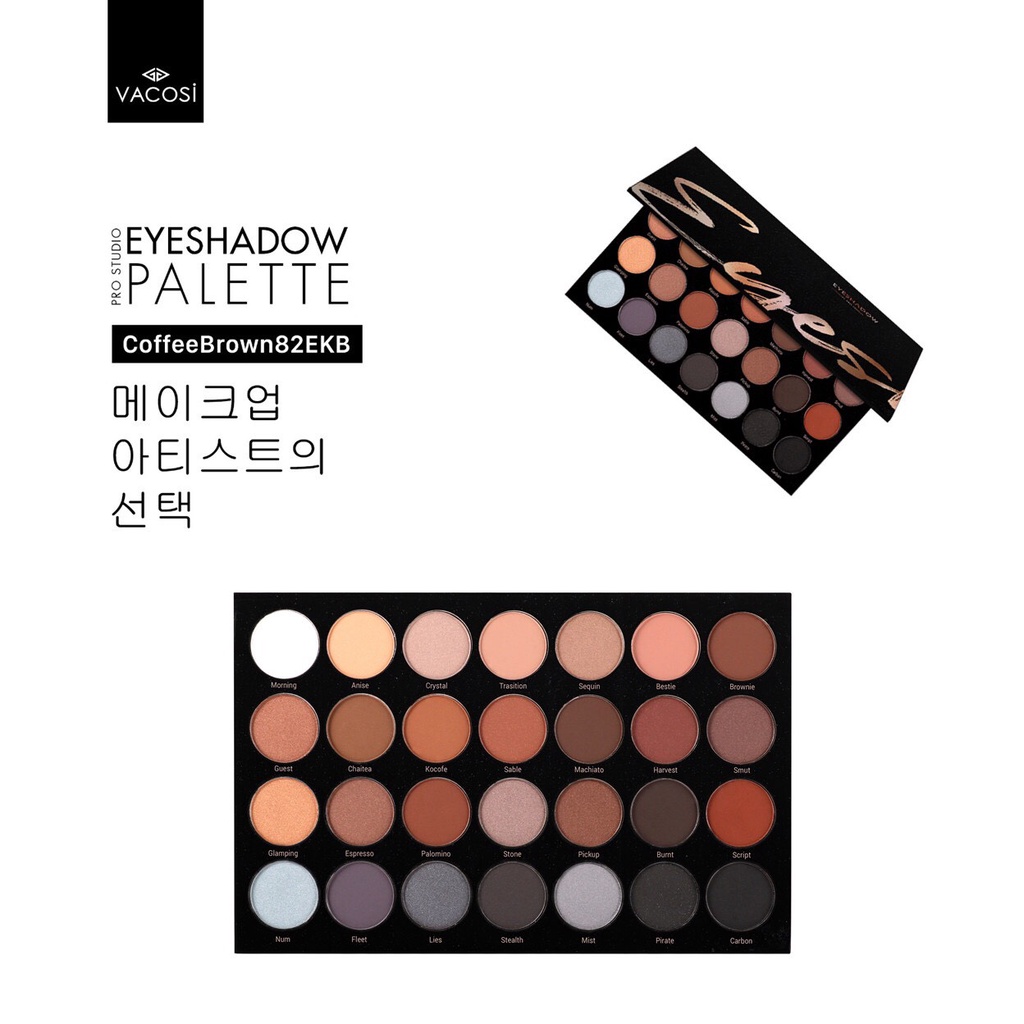 Bảng phấn mắt CHUYÊN NGHIỆP VACOSI  28 Ô SHIMMER NATURAL