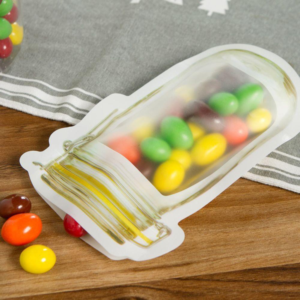 POPULAR🍊 5PCS New Mason Jar Food Zipper Pouch Storage Bag Stand Up Zip Lock Reusable Smell-proof PE Plastic