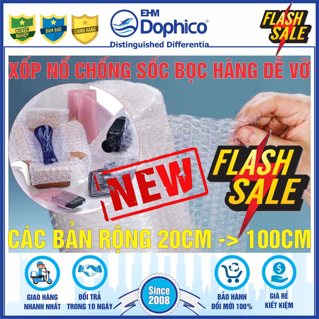 Xốp nổ chống sốc  dung bọc hàng hóa dễ vỡ, tránh va đập như đồ điện tử, thủy tinh, gốm sứ….