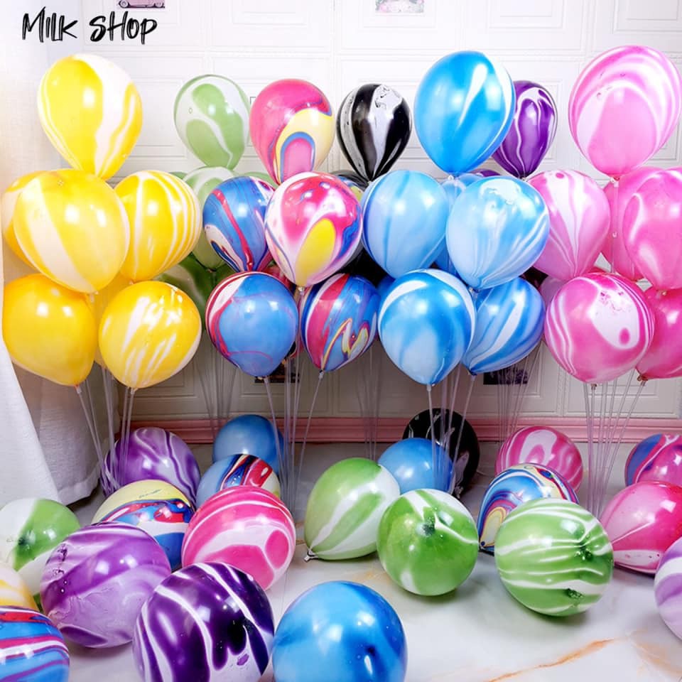 Sỉ Bong bóng trang trí cao cấp vân đá | bóng loang sơn dầu | Bóng Cao Su Tròn Sơn Thủy size 10 inch 100 quả