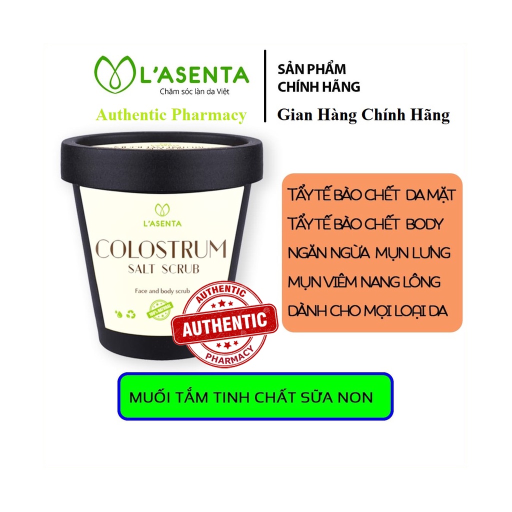 Muối Tắm Tinh Chất Sữa Non L'asenta - Loại Bỏ Mụn Lưng, Viêm Nang Lông, Tẩy Tế Bào Da Chết Boby