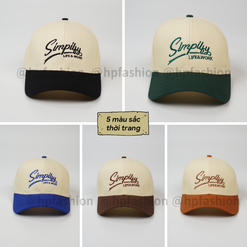 Mũ lưỡi trai ❤️ Nón kết phối màu thêu chữ Simpily chất kaki cao cấp form unisex nam nữ N87 - Happy Style