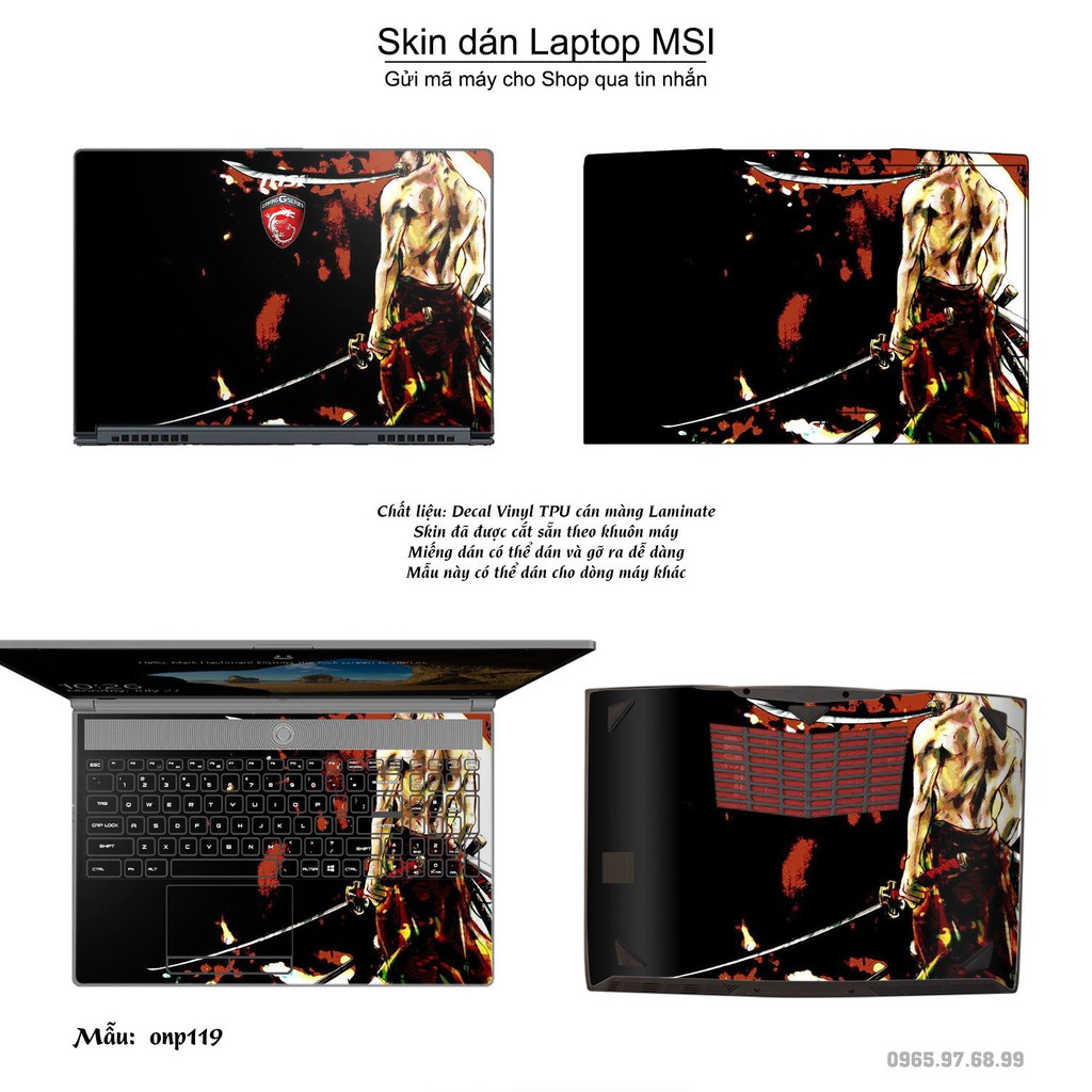 Skin dán Laptop MSI in hình One Piece nhiều mẫu 13 (inbox mã máy cho Shop)