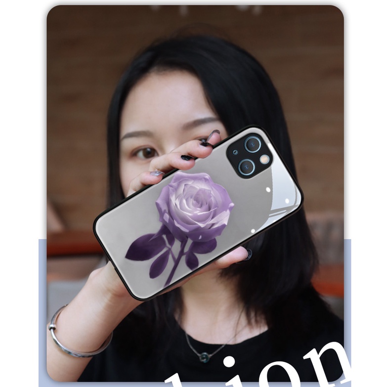 Ốp Điện Thoại Kính Cường Lực Hình Hoa Cho iphone 14 pro 13 mini 12 pro max 11 XS max XR X 6 plus 6s 7 8 plus