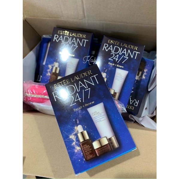 Set dưỡng da Estee Lauder ( kem mắt 5ml,serum 7ml, sửa rửa mặt trắng da, dưỡng ẩm 30ml)