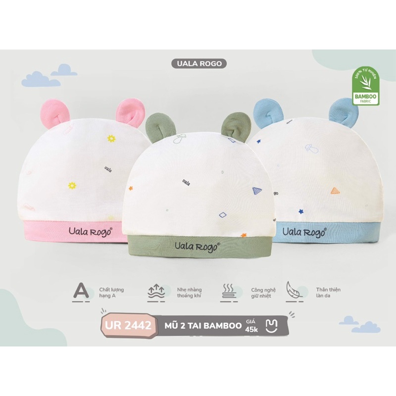 Nón sơ sinh cho bé Ualarogo - Hoạ tiết ngẫu nhiên