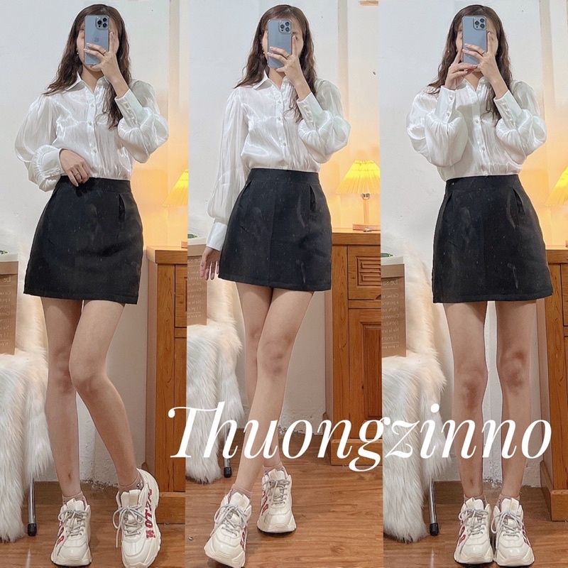 [Ảnh thật/Video] Chân váy ngắn chất TAFTA sang chảnh Chân váy chữ A hàn quốc