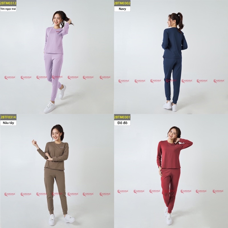 Đồ Bộ Nữ Thu Đông 𝐂𝐀𝐑𝐃𝐈𝐍𝐀 Chất Cotton Cao Cấp In Chữ Quần Dài Áo Dài Kiểu Dáng Thể Thao