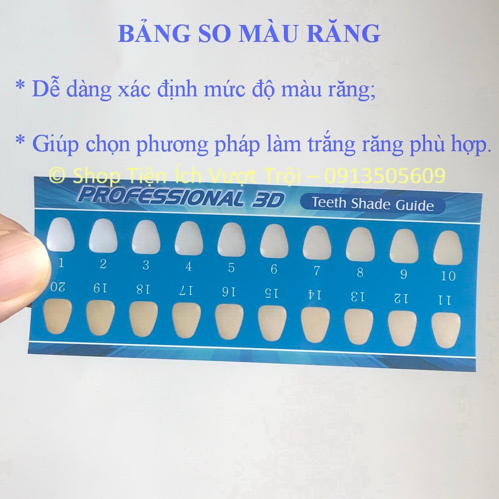 Miếng so màu răng, bảng so các cấp độ ố màu răng, bảng màu răng so sánh trước và sau làm trắng - Shop Tiện Ích Vượt Trội