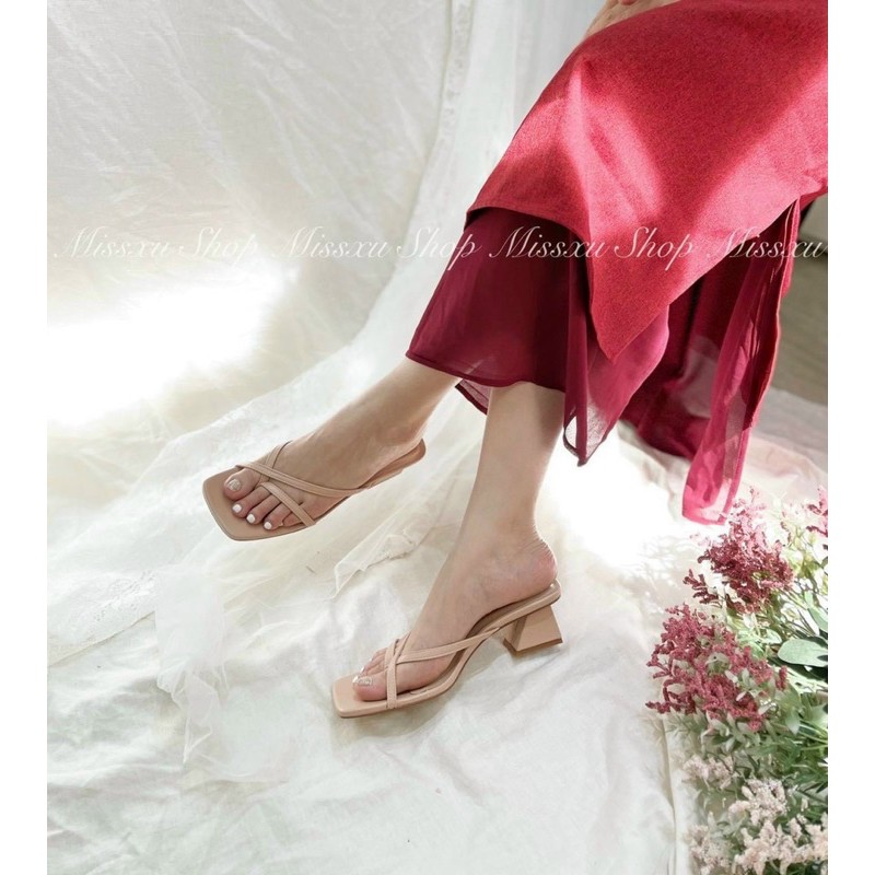 Guốc cao gót xỏ ngón chéo quai mảnh GK9 (fom nhỏ)