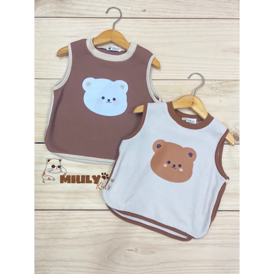 Aó ghile kết hợp yếm bằng vải cotton waffle Hàn dày dặn mềm mại cho bé