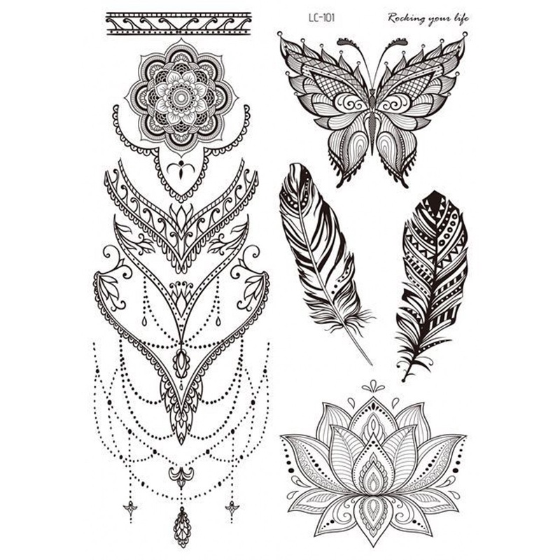 Hình xăm dán tạm thời chống nước họa tiết hoa Mandala quyến rũ cho nữ