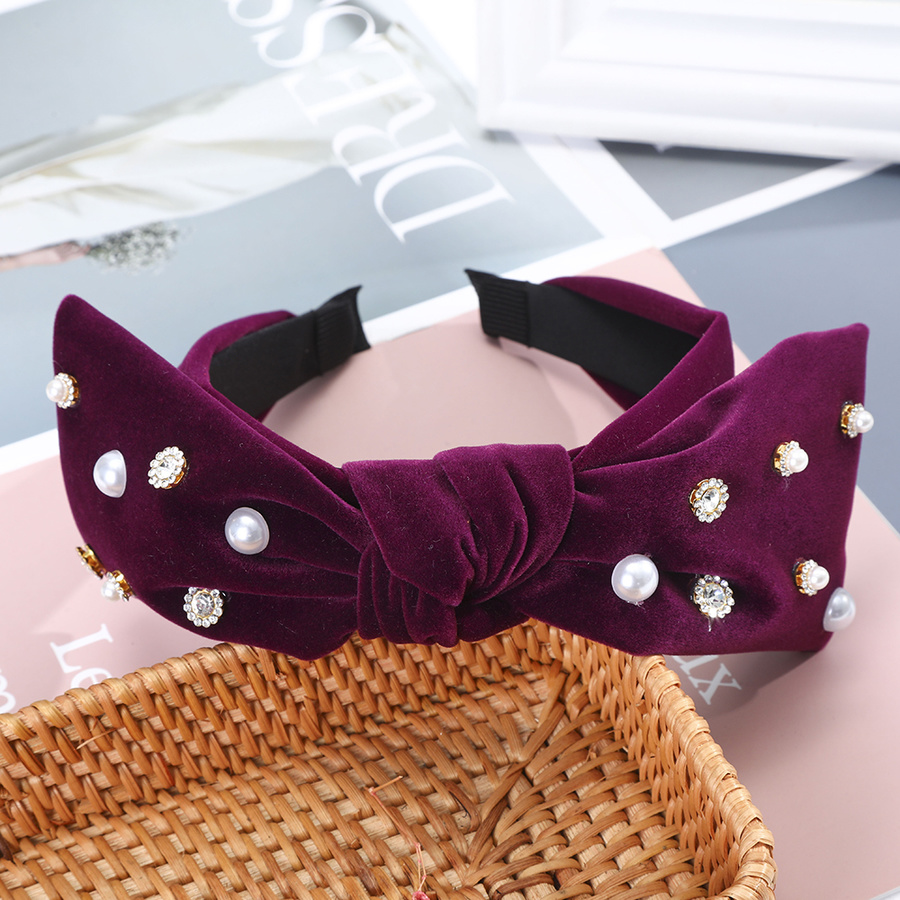 Băng đô vải nhung thiết kế hình nơ đính đá xinh xắn đáng yêu