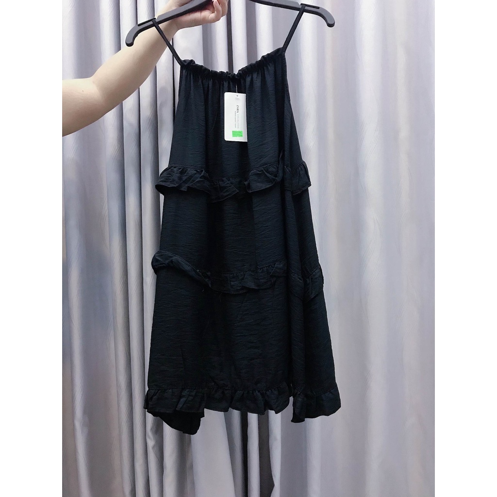 Đầm yếm 2 dây nhún bèo tầng