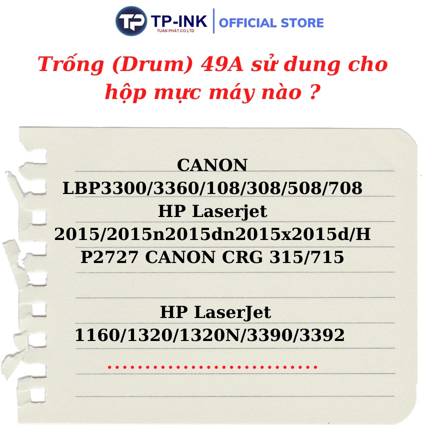 Trống máy in mã 49A sử dụng cho hộp mực 49A,53A