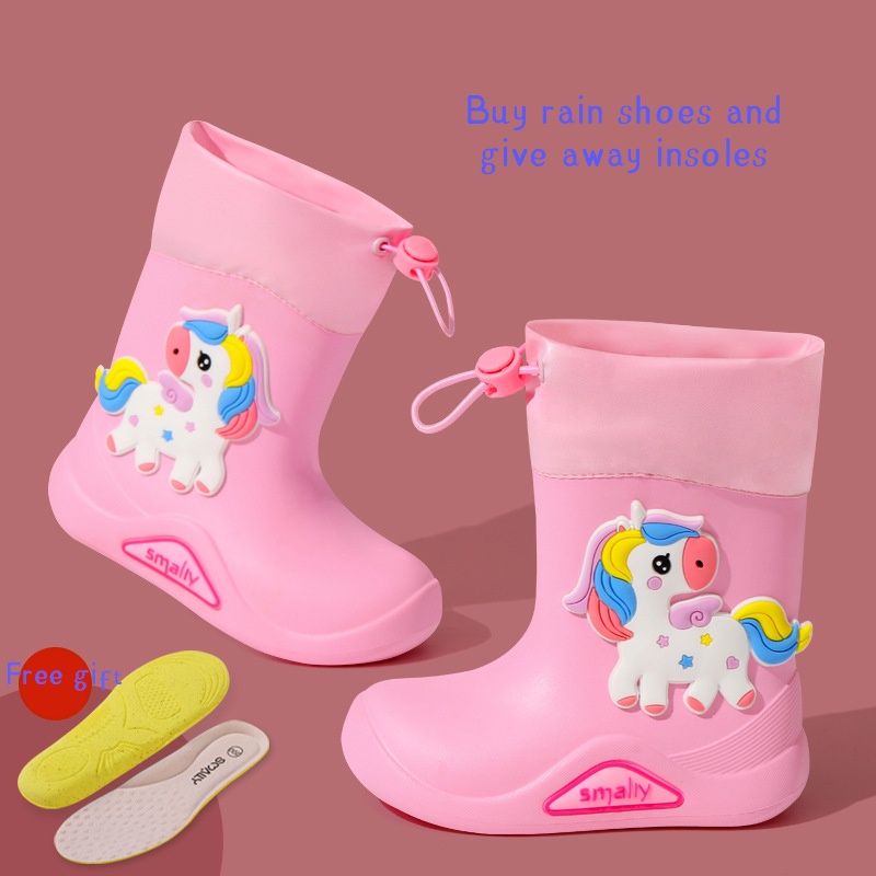 Giày Bốt Đi Mưa Chống Trượt Nhiều Màu Sắc Họa Tiết Hoạt Hình Dành Cho Bé Gái