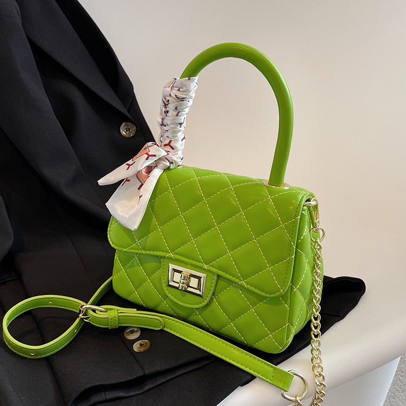 Túi Đeo Chéo Hình Vuông Nhỏ Thêu Họa Tiết Kẻ Sọc Phối Dây Xích Thời Trang Mùa Hè 2022 Mới Cho Nữ