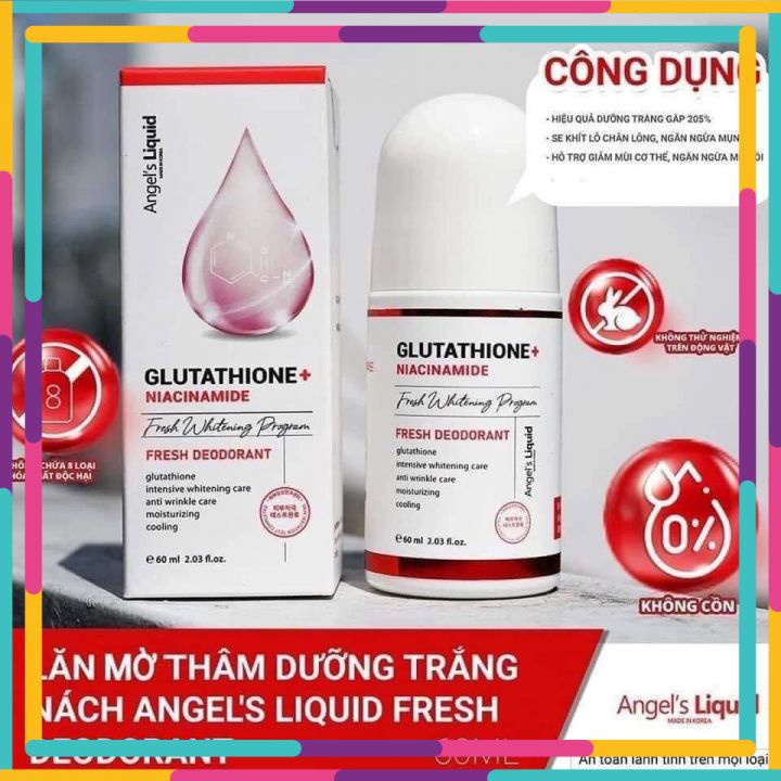 Lăn Khử Mùi , Lăn Nách Khử Mùi Glutathione Fresh Up Whitening Angel’s Liquid 60ml [ Chính - Hãng ]