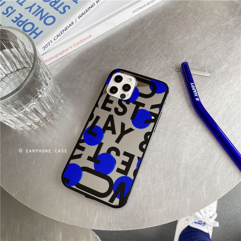 Ốp Điện Thoại Họa Tiết Chấm Bi Xanh Dương / Đen Cổ Điển Cho iPhone7plus / 6plus 8p / Apple XR / XSMAX 11pro 22W