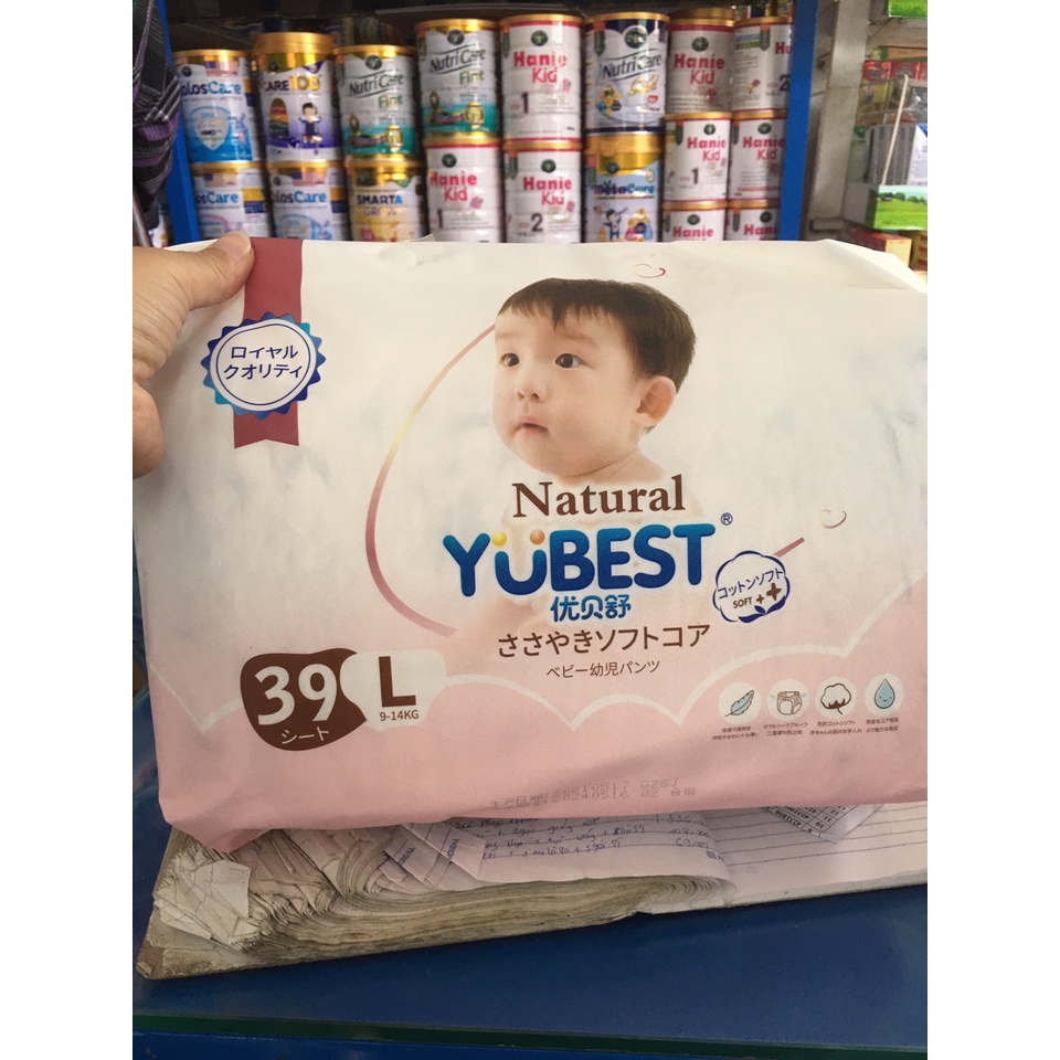 Bỉm Yubest Natural Cao cấp 2021 quần/dán đủ size S44/M40/L39/XL36/XXL34 miếng.