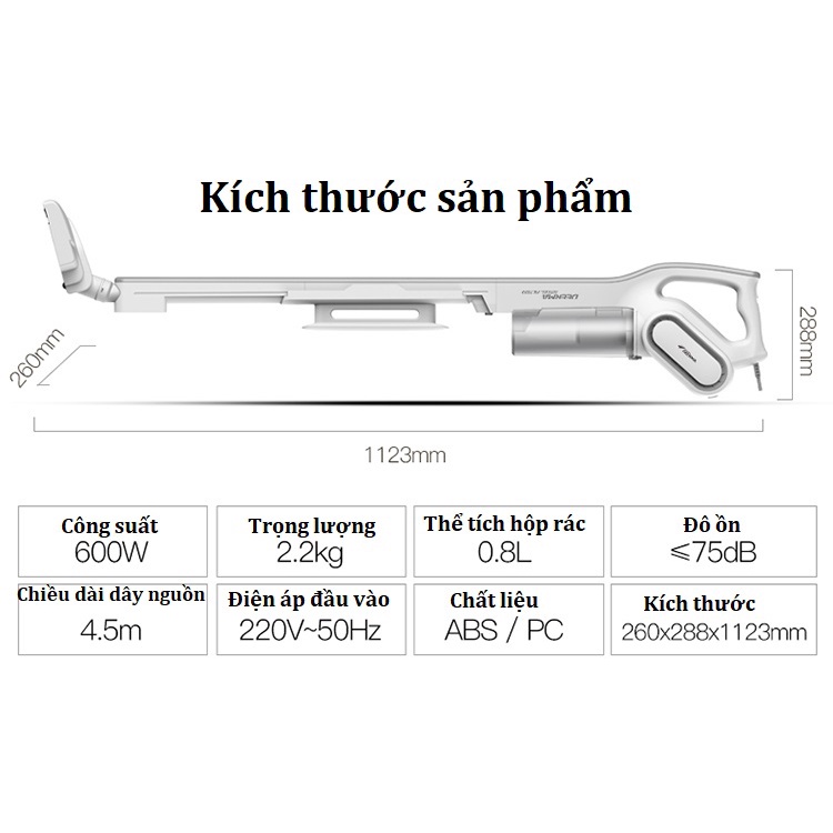 Máy Hút Bụi cầm tay TMD GROUP Deerma-DX700 lực hút 98000 pa, Công Suất 600w bảo hành 12 tháng