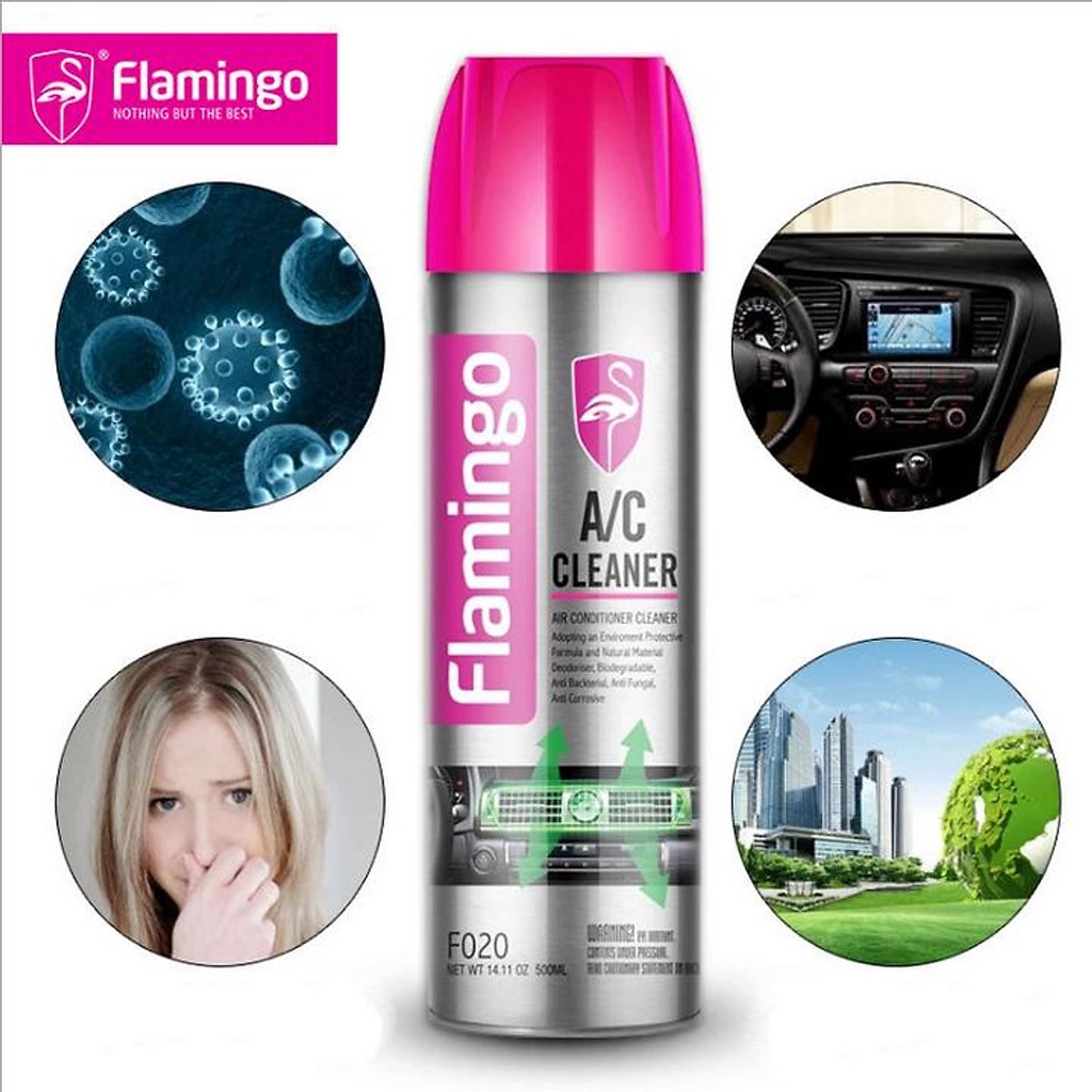 Chai Xịt Bọt Vệ Sinh Flamingo - Vệ Sinh Khe Cửa Gió Điều Hòa Ô Tô - CARZONE